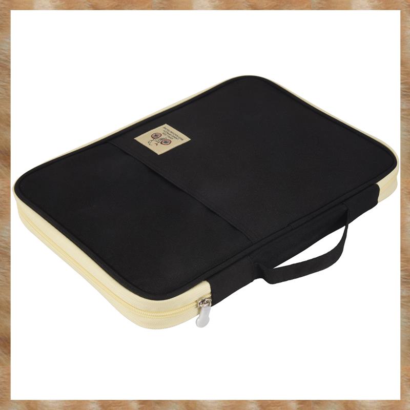 Kqueebee A4 Document Storage Bag Waterproof Oxford Cloth Multifunctional Business Organizer Bag File Folder Stationery Organizer Zipper (Black)