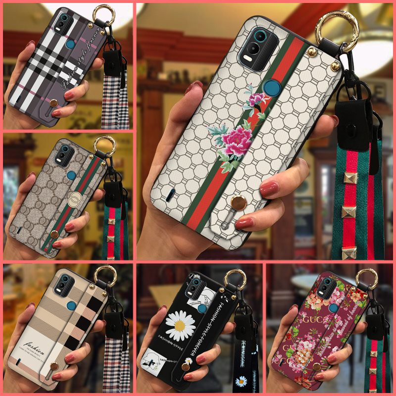 ring Fashion Design Phone Case For Nokia C21 Plus Wrist Strap Shockproof Lanyard Durable Phone Holder Soft case Luxury