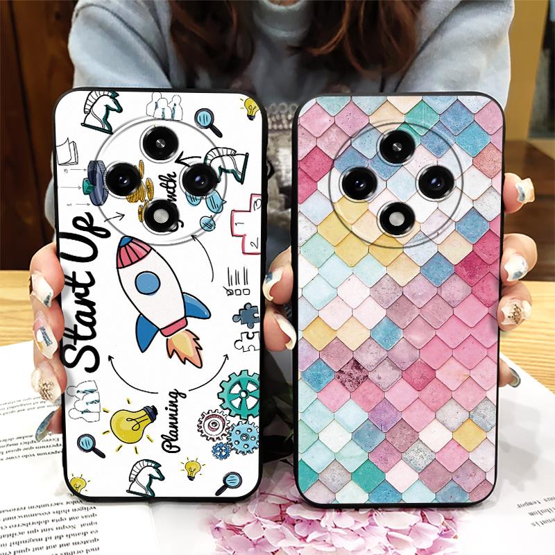 Skin-friendly feel Back Cover Phone Case For OPPO A3 Pro 5G soft case Simplicity Waterproof Black pearl pendant cute
