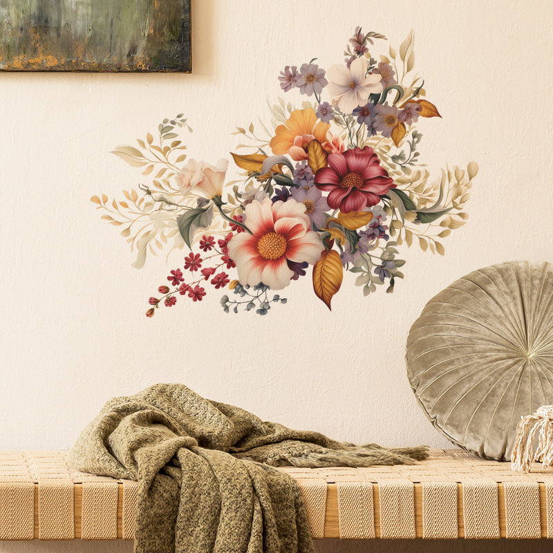 NEW Self Sticking to Wall Home Decoration Bedroom 1pcs Vintage Romantic Plants Flower Porch Sticky