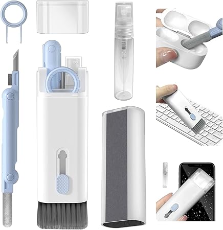 7 in 1 Cleaner Kit, Multi-Function Earbud Cleaning Pen, Soft Brush Corner Gap Duster Keycap Puller Laptop Screen Cleaner