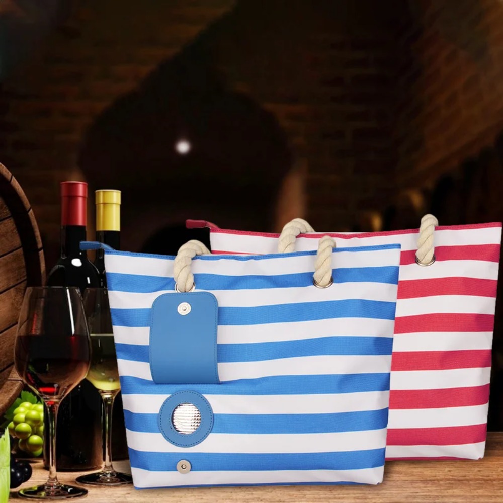 Portable Canvas Dispenser Tote Bag Large Capacity Wear-resistant Thermal Insulation Bag Aluminum Foil Lining Beach Bag Picnic