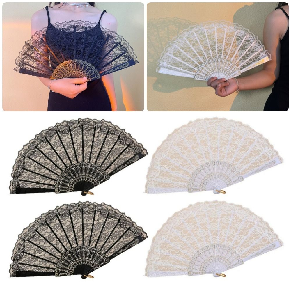 1Pcs New Fairy Folding Lace Fan Lolita Retro Chinese Dance Fan Sweet Portable Decorative Fan Dance Performance