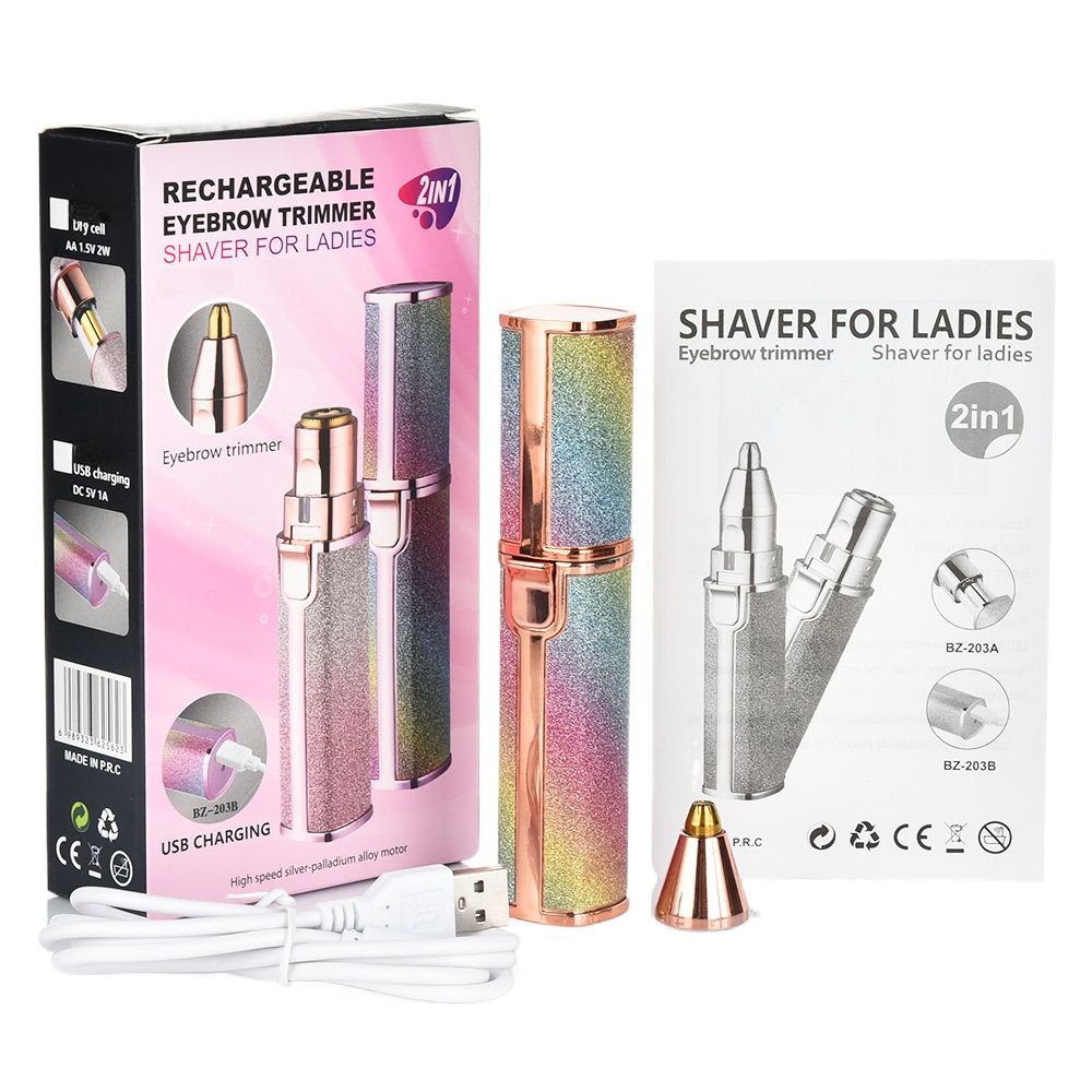 Rechargeable 2 In 1 Flawless Facial And Eyebrow Razor For Women Portable And Easy To Use