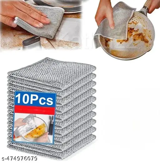 Pack of 10 Multipurpose Stainless Steel Wire Dish Washing