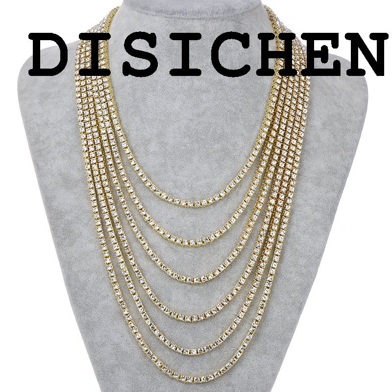 DISICHEN Luxury New 4MM Iced Out tennis Bracelet Necklace Men Tennis Chain Fashion Hip-Hop Jewelry Women 16/18/20/24/30inch Choker Chain Gift