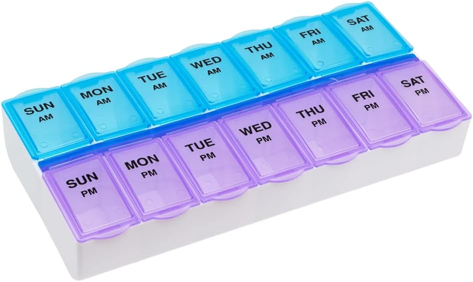 TMS Pill / Tablet Medicine Organizer Reminder Storage Box / 1 Week Day or Night 14 Days or 2 Weeks, Pack of 1