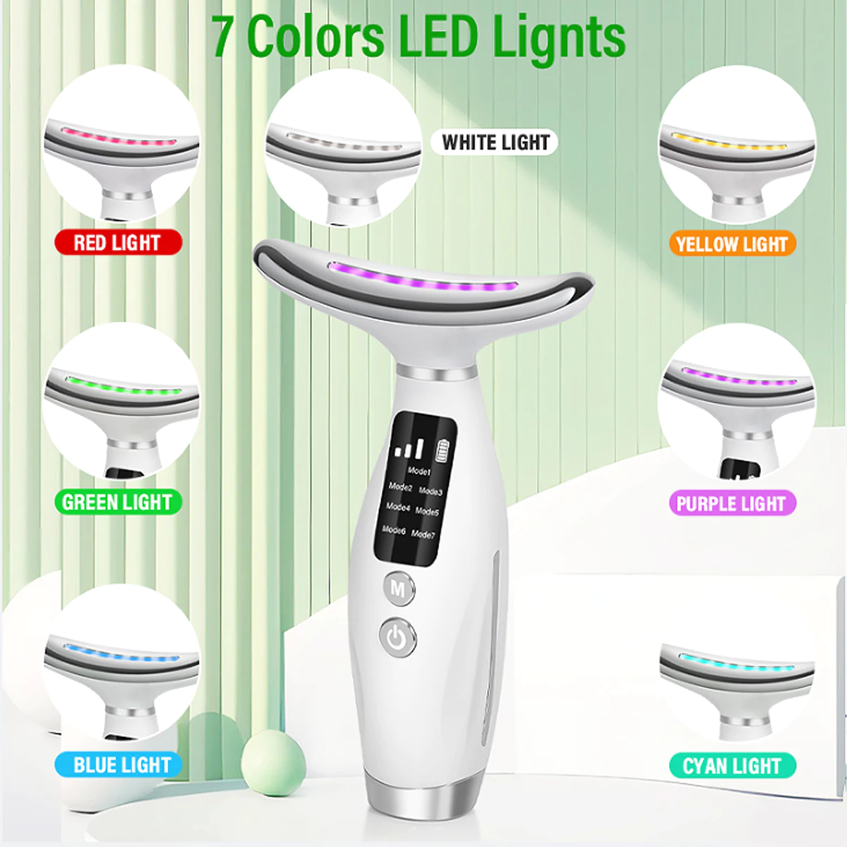 Bulk Bazzar Premium Face Eye Neck Massager | EMS 7 Color LED Face Massager Electric Gua Sha Face Shaper | Skin Tightening EMS Massager | Anti Wrinkle Face Lift Device | Neck Face Wrinkle Remover Vibrator Machine USB Rechargeable