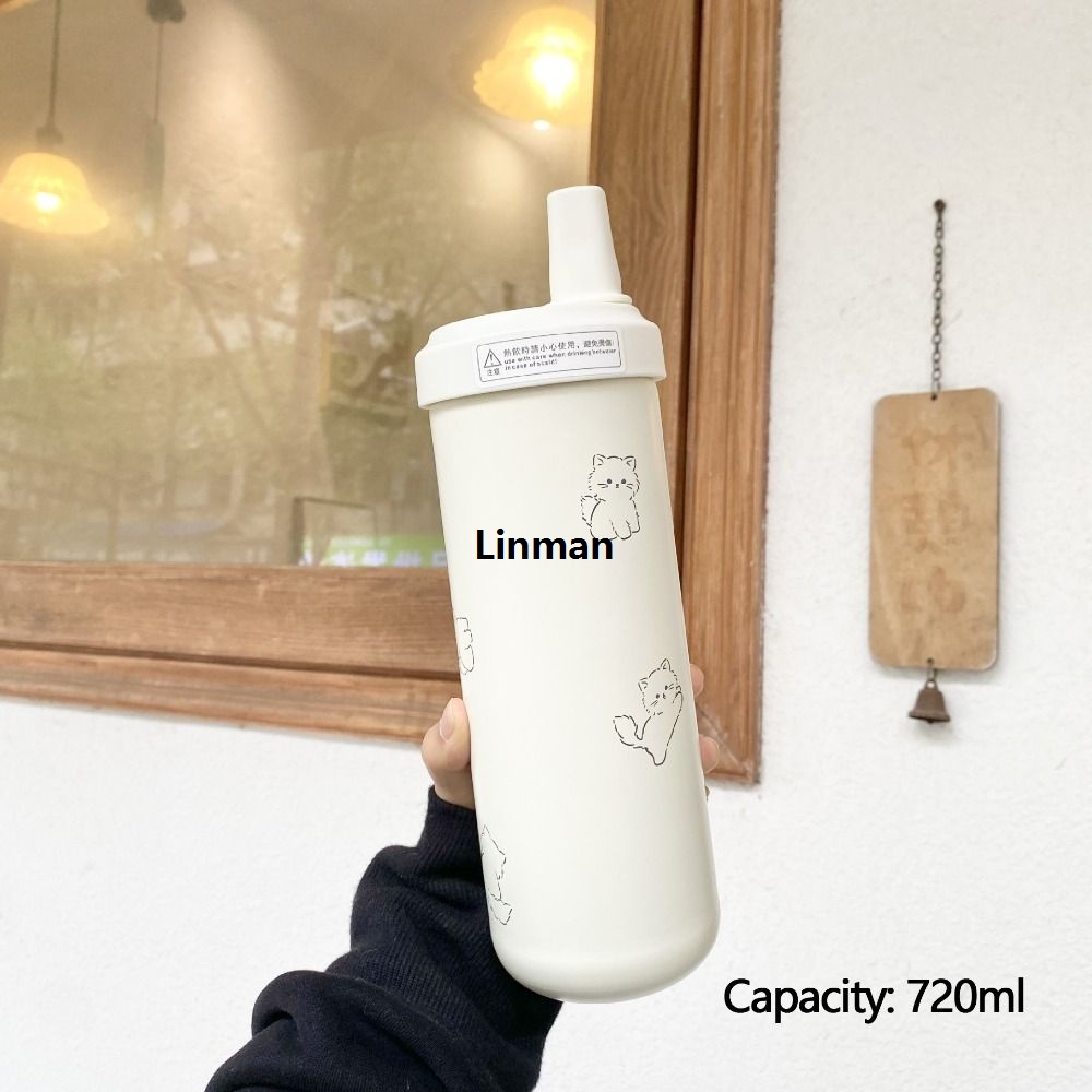 Linman Durable Cartoon Pattern Vacuum Insulated Cup Stainless S【2025 Version】teel Straigh Drinking Kettle Large-capacity Water Bottle