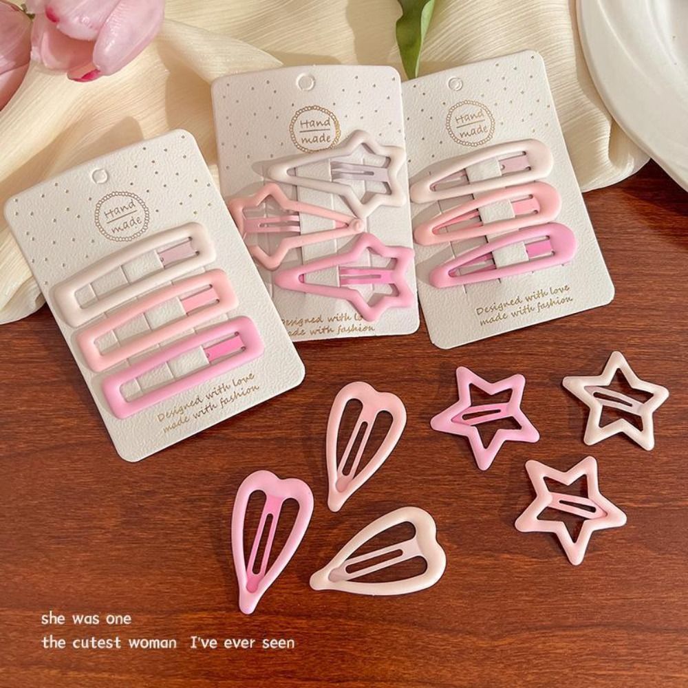 3Pcs Fashion Frosted Star BB Hair Clips Pin Candy Color Metal Y2k Bangs Clips Korean Style Mini Hairpins Women Girl