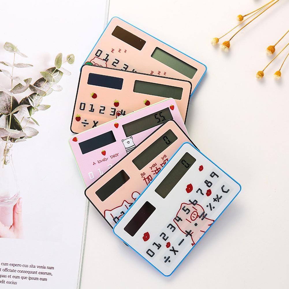 Vylon Mini Solar Calculator 8-Digit Card Student Calculator Cartoon Cute Portable Random Color For Office School