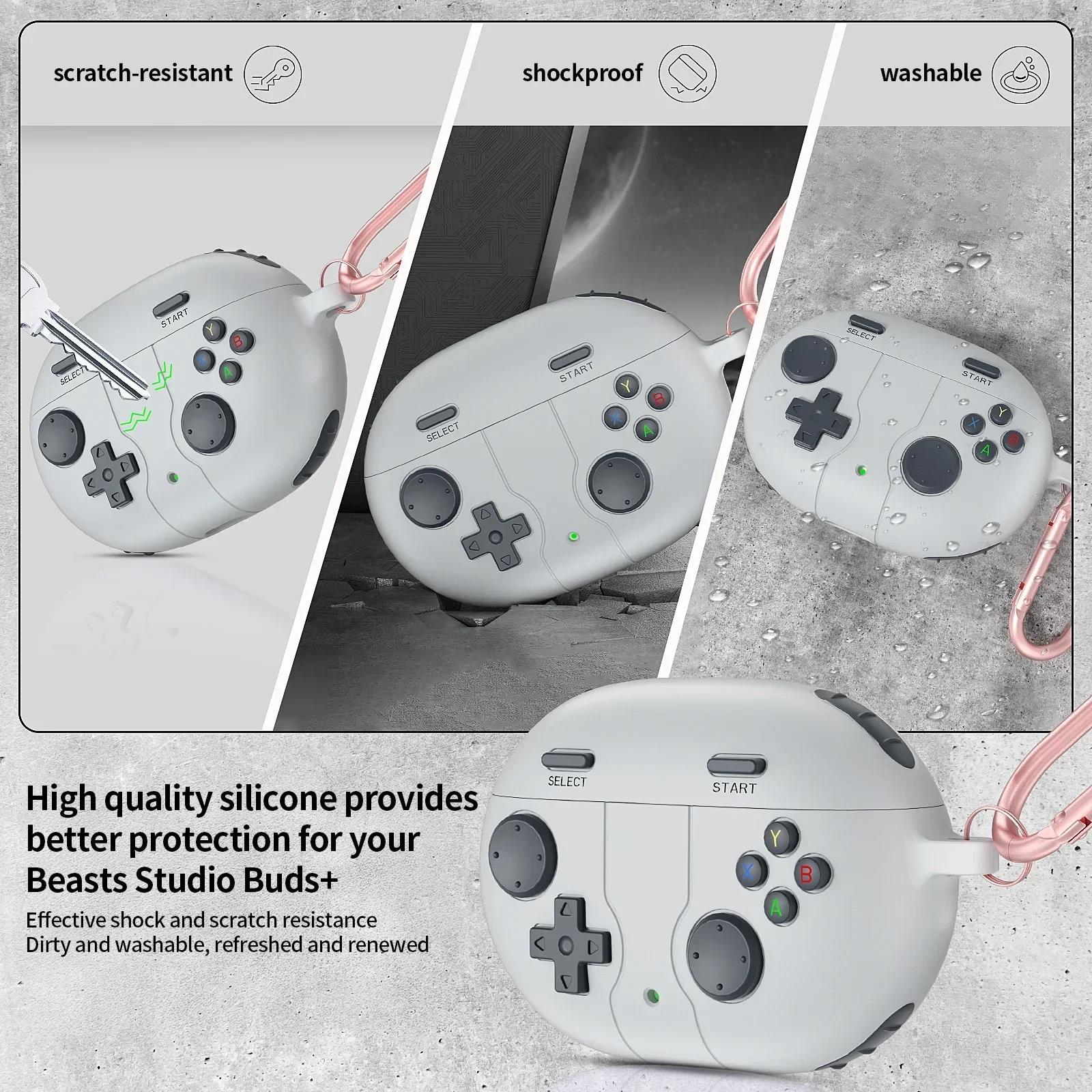 Original Case For Beats Studio Bud+ Protective Silicone Soft Wireless Earphone Covers Like Hand Shank 3D Gamepad Game Cases With hook