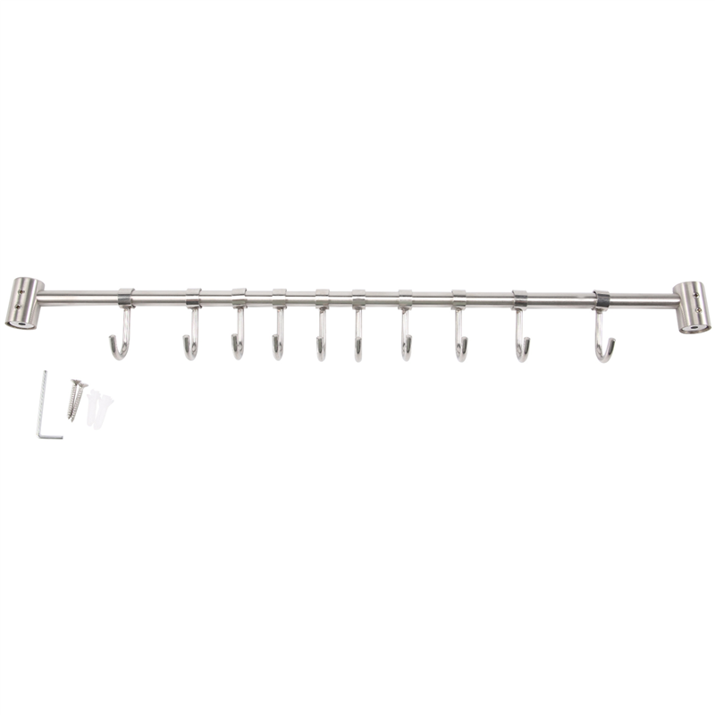 Kitchen Rail Rack Hanging Rack Stainless Steel 10 Sliding Hooks