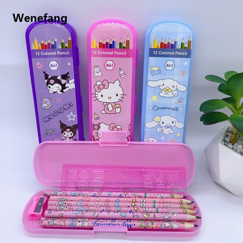 Wenefang Sanrio Cinnamoroll Colored Pencils Set Anime Cartoon Kuromi Hello 2025 Kitty Patterns Natural Wood Colored Pencils Drawing Pencils