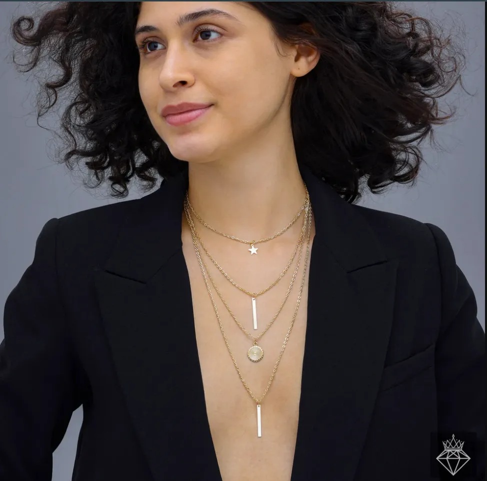 4-Layer Gold Necklace Set - Trendy Stainless Design ✨