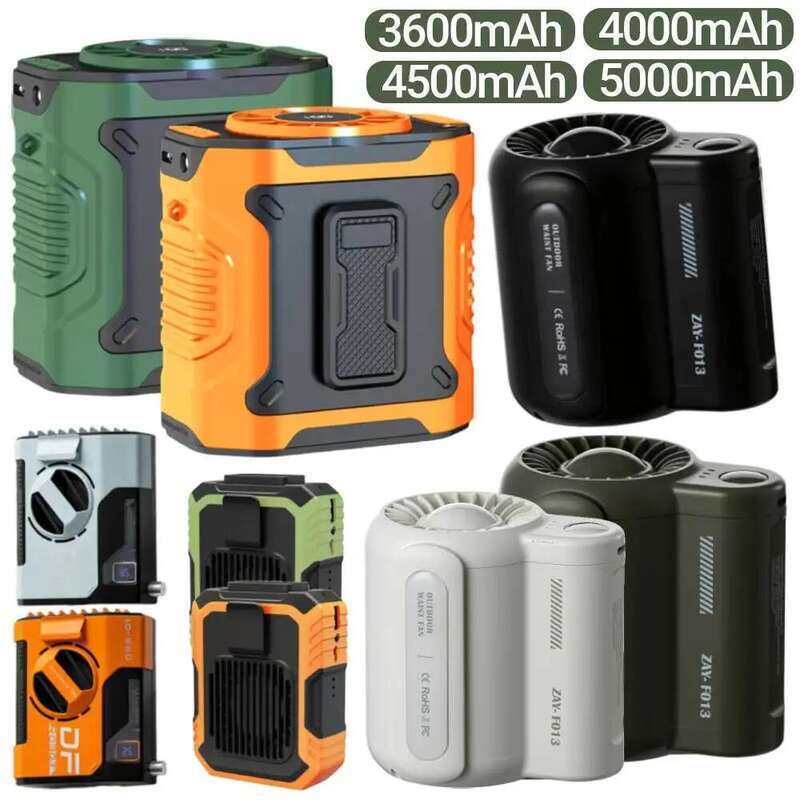Portable Rechargeable Hanging Neck Wearable Belt Shirt Body Outdoor Working Waist Clip Fan with LED Lights