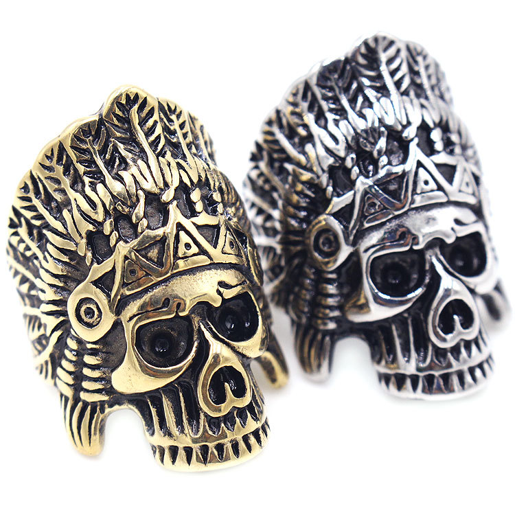 【Mega Sale】RG238 Vintage Men's Titanium Steel Trendy Men's Steel Ring Feather Ghost Head Ring