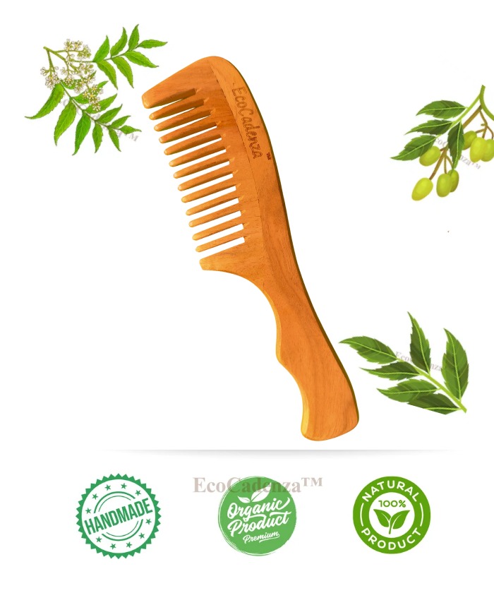 EcoCadenza Neem Wood Stylist Handle Comb-1 PCS.