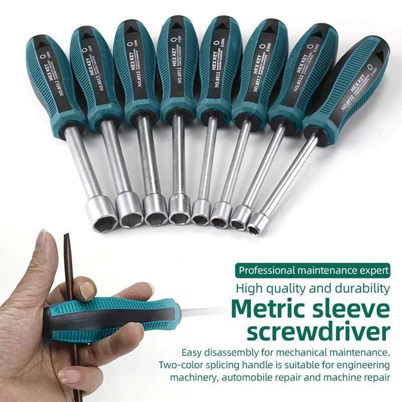 Metal Socket Driver Wrench Screwdriver Hex Nut Key Nutdriver Hand Tool 6mm 7mm 8mm 9mm 10mm 11mm 12mm 13mm 14mm