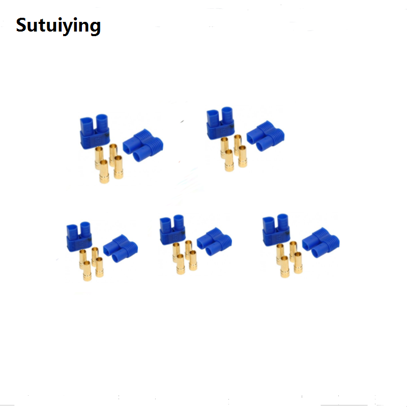 Sutuiying 5/10 pairs 20 Pcs EC3 male female gold plated battery connector New plug for rc Lipo battery ESC Motors plane truck boat