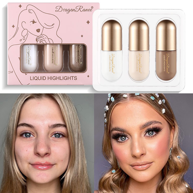 New models on sale 3Pcs/Box Glitter Highlighter Matte Contouring Bronzer Stick Liquid Brown Nose Shadow Cream Brighten Concealer Highlight Makeup