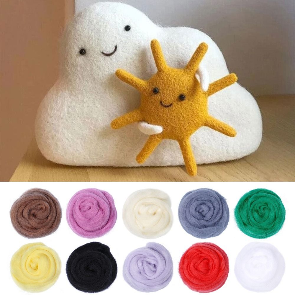 50g Soft Doll Making DIY Craft Roving Fibre Needle Felting Hand Spinning Wool Yarn