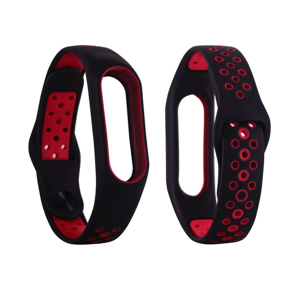 Silicone Strap For Mi Band 2 Bracelet Set - Black Red Pattern Set