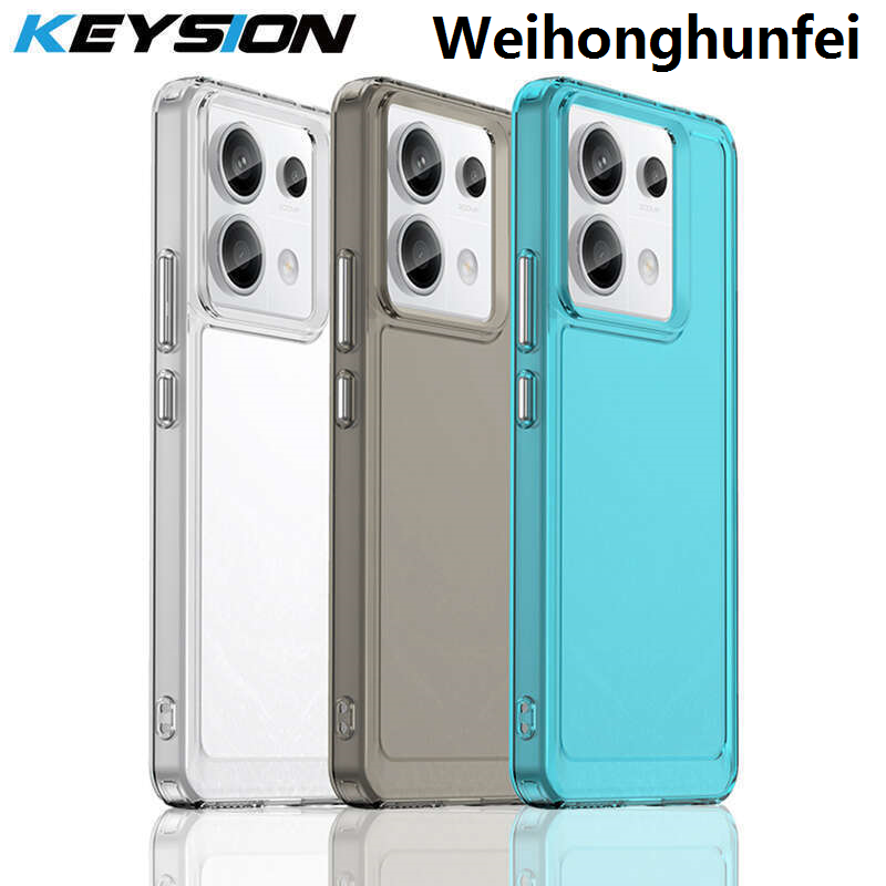 KEYSION Shockproof Case for Redmi Note 13 4G 13 Pro+ 5G Silicone+PC Transparent Honeycomb Phone Cover for Xiaomi POCO X6 M6 Pro