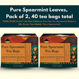 Pure Spearmint Tea - Spearmint Tea 40 Bags | Best Value Herbal Tea Pack - Tag less Tea Bags - Pack of 2 (20 Bags Each | Total 40) | No Added Green Tea | PCOS & Hormonal Balance | Slim & Detox Tea