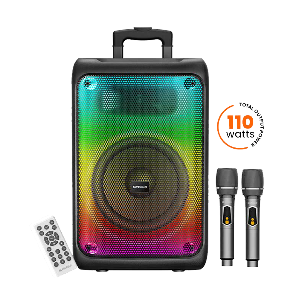 SonicGear HyperBox 1200 Pro - 110W Portable Trolley Speaker - with Bluetooth 5.4 - and Dual Wireless Mics
