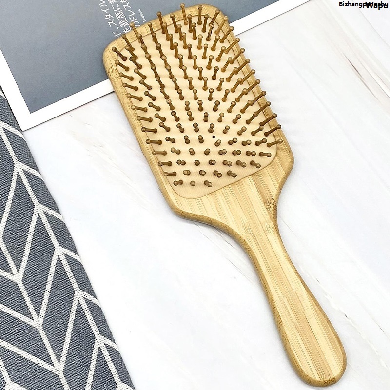 BizhangpengshuNew 1PC Square Wood Comb Bamboo Air Cushion Comb High Elastic Head Smooth Hair Not Knotted Practical Comb Hair Loss Massage Brush