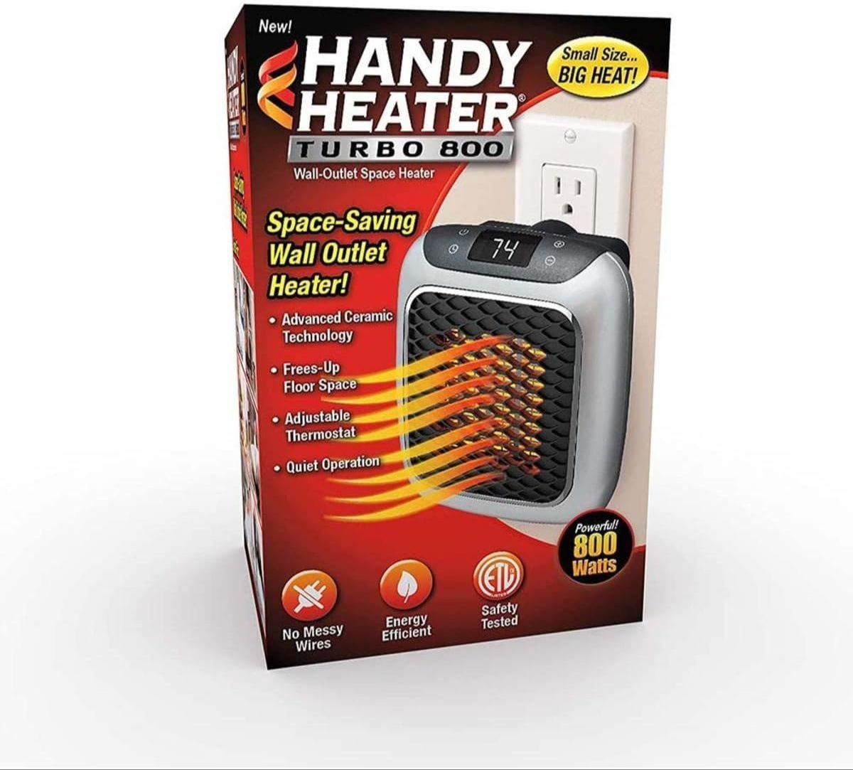 800W Wall Plug Electric Space Heater Low Energy Ceramic 2 Heating Fan Timer +Remote