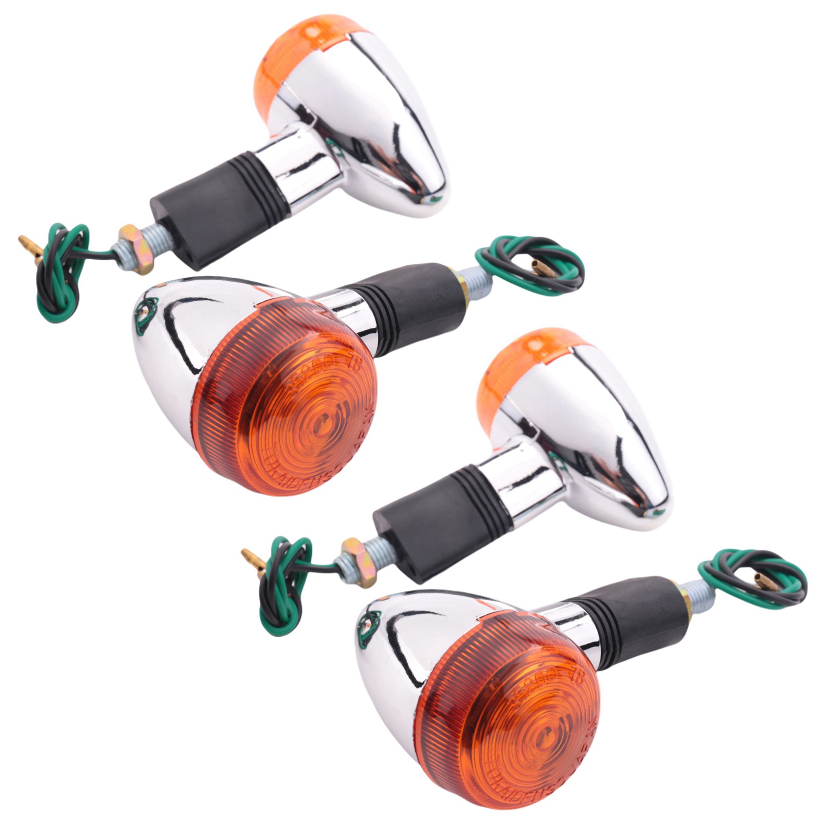 NAMUNY Motorcycle Turn Signals Chrome Front Rear Lights for Chopper(4Pcs)