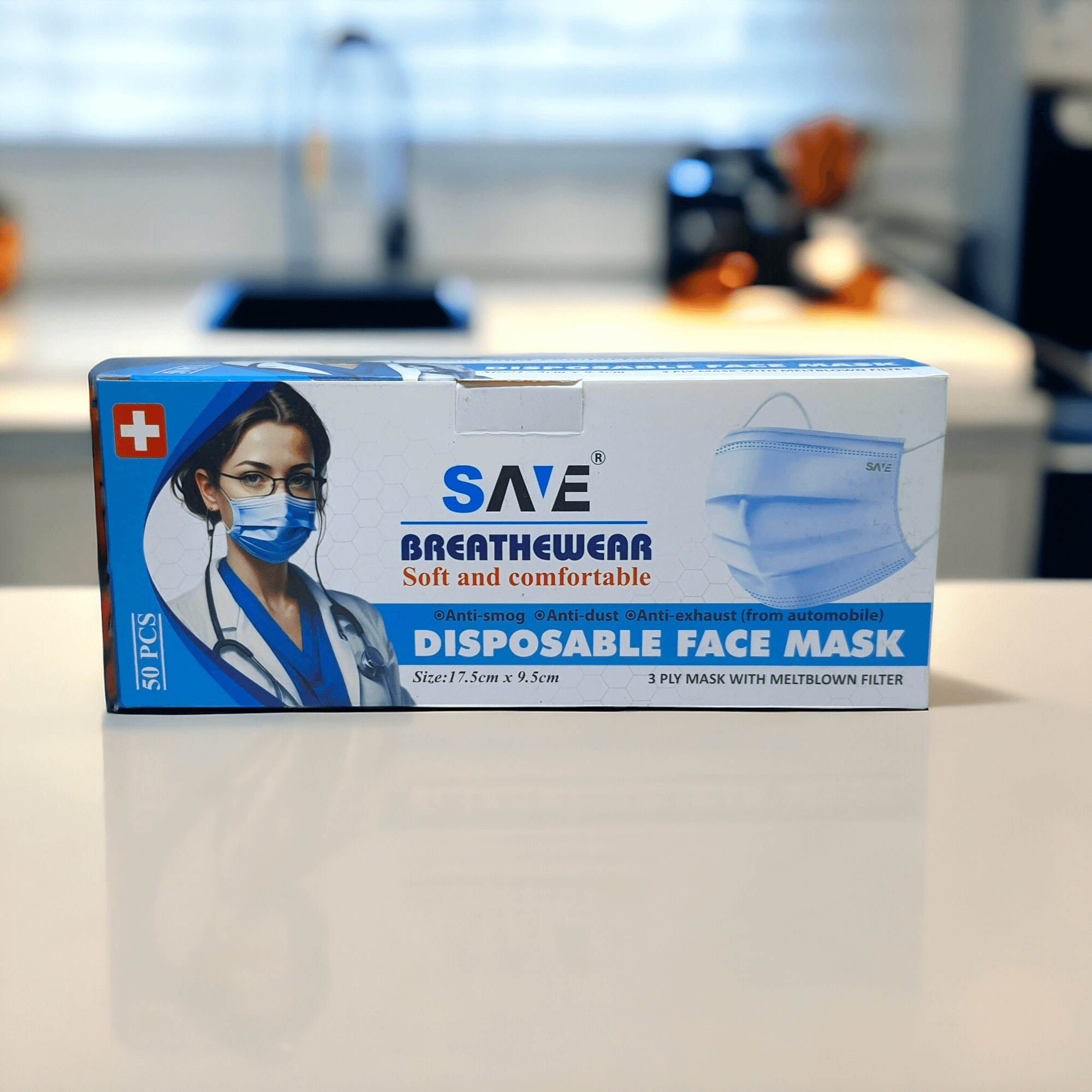 Save Surgical Face Mask With Melt Blown Filter | BFE 98% | Adult Facemask Blue
