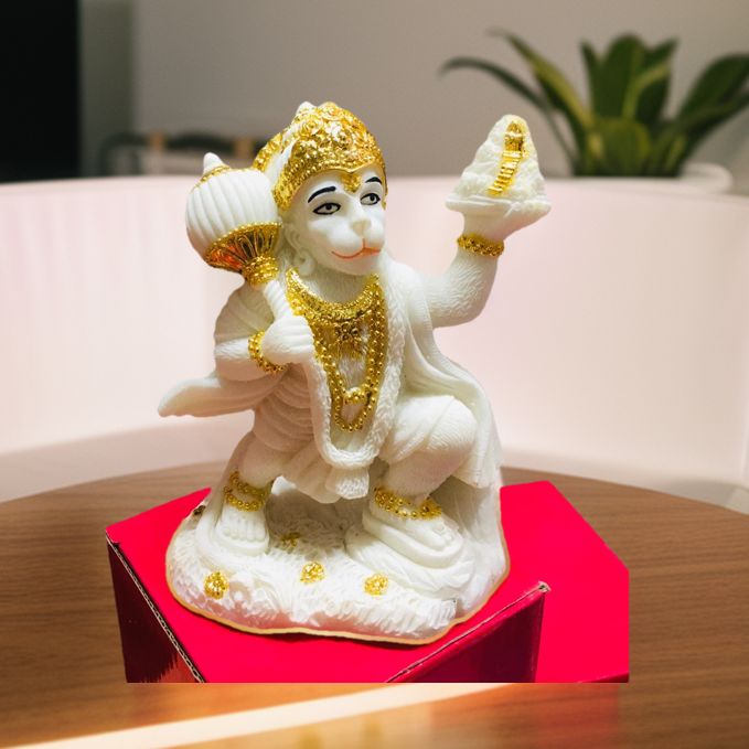 Plastic Gold Coated Silvered Statue Of Hanuman