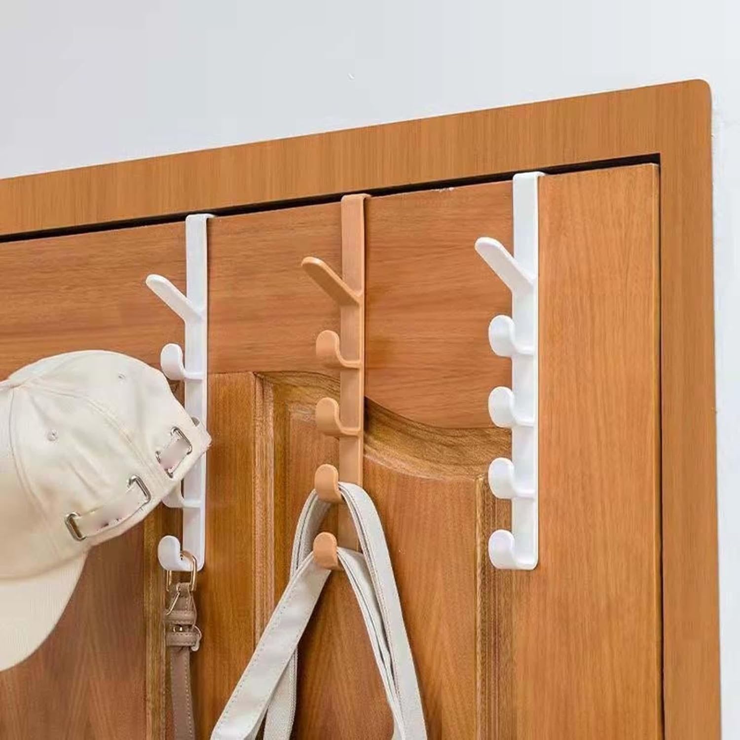 Hook Over Door Hanger -Space Saving Organizer for Clothes, Hats, Bags, Coats, Jeans & T-Shirts - Durable Plastic Construction, Easy Installation, Multicolour Design