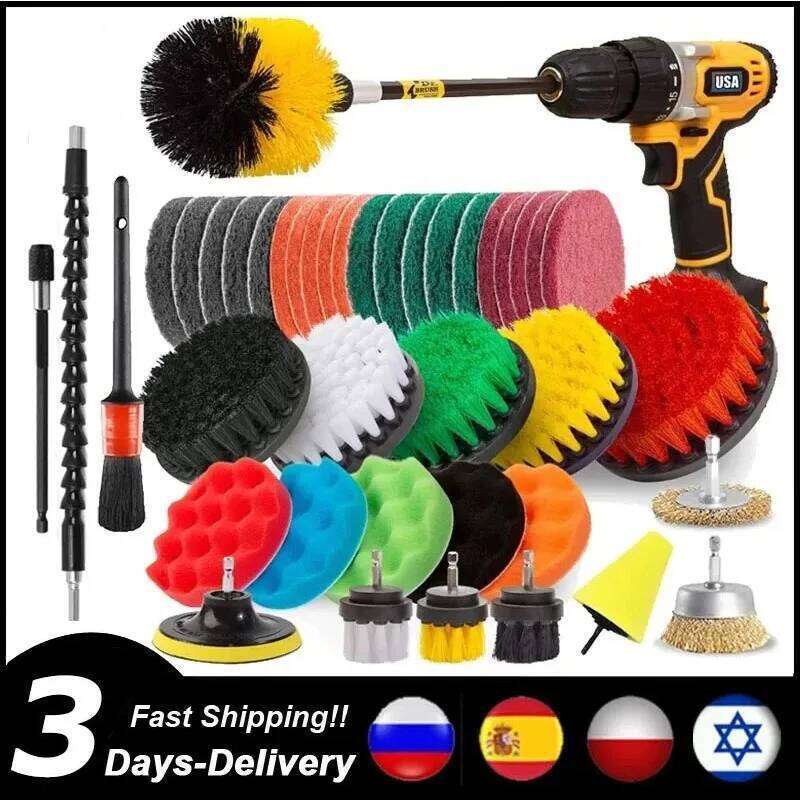 Household Car Drill Head Set Electric Brush Kitchen Bathroom Kit Toilet Cleaning Tools
