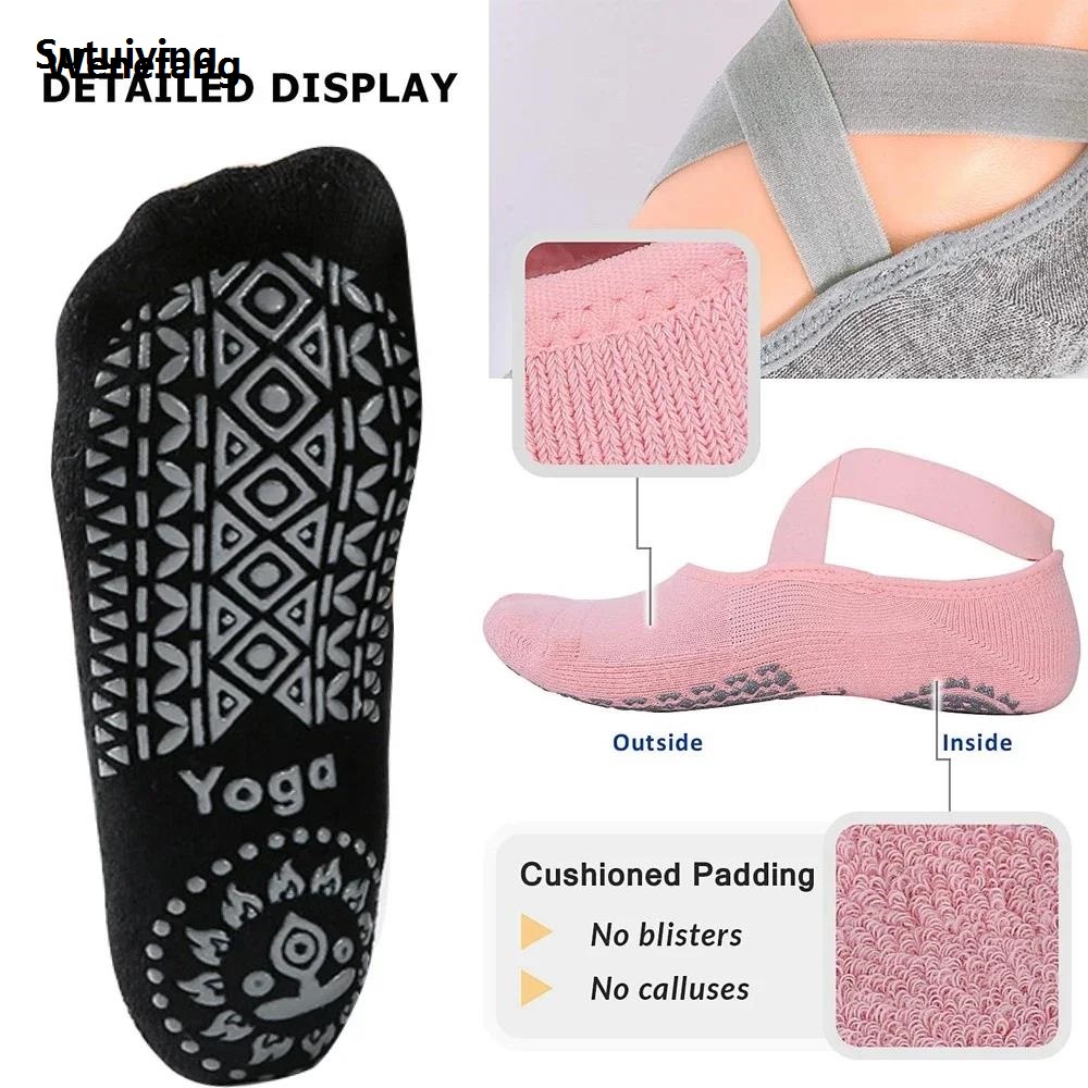 Wenefang Sutuiying XQQMXX 1Pair Non Slip Yoga Socks for Women, Grips Socks with Cushion for Pilates Barre Ballet Dance Hospital