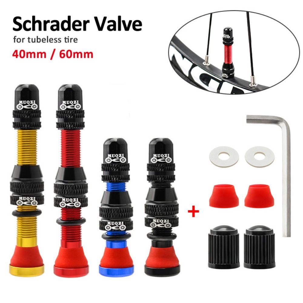 2PCS Light 40/60mm Bike Schrader Valve A/V Brass Core Tubeless Tire Valve Aluminum Alloy Vacuum MTB Valve