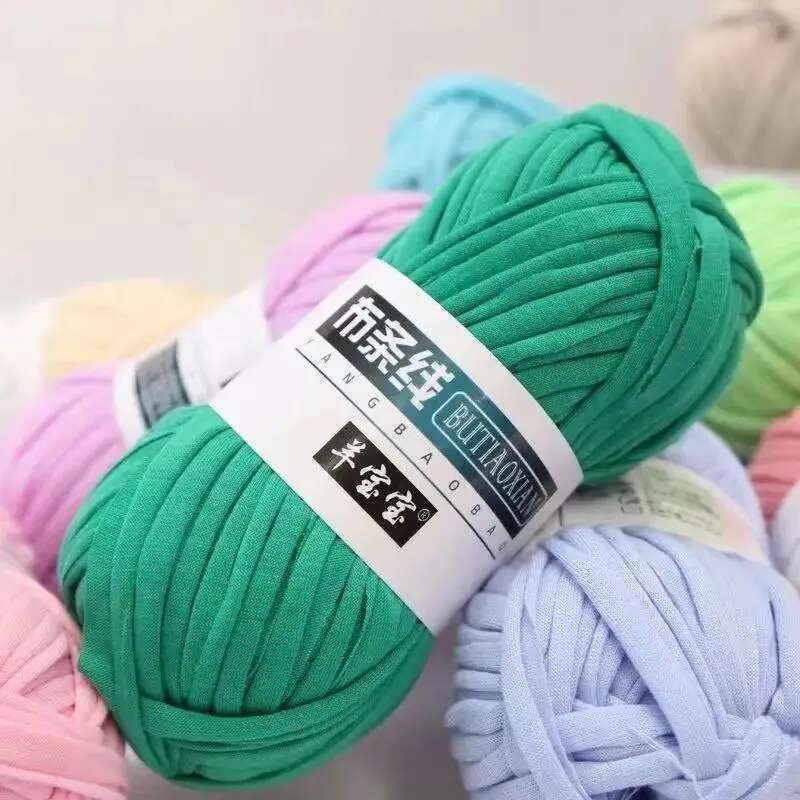 1Pc 100g T Shirt Soft Cloth Yarn for Hand Knitting Crochet Woven Handbag Blanket Thick threads DIY mat slipper basket line