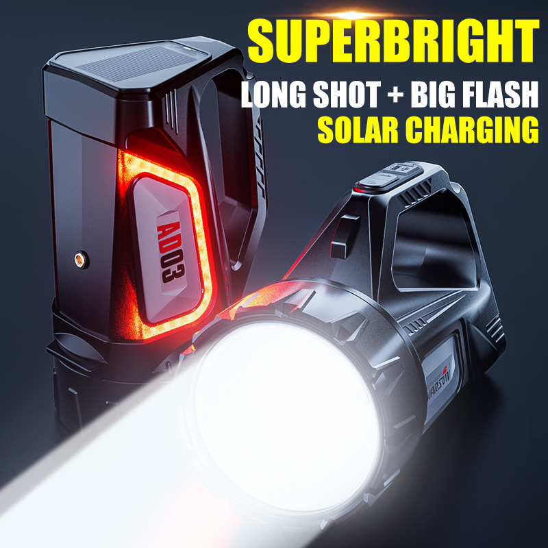 Warsun USB Rechargeable Solar Energy Camp Flashlights ABS Portable Waterproof Torch Work Light Outdoor Searchlight Bles Online DZ-29B-02
