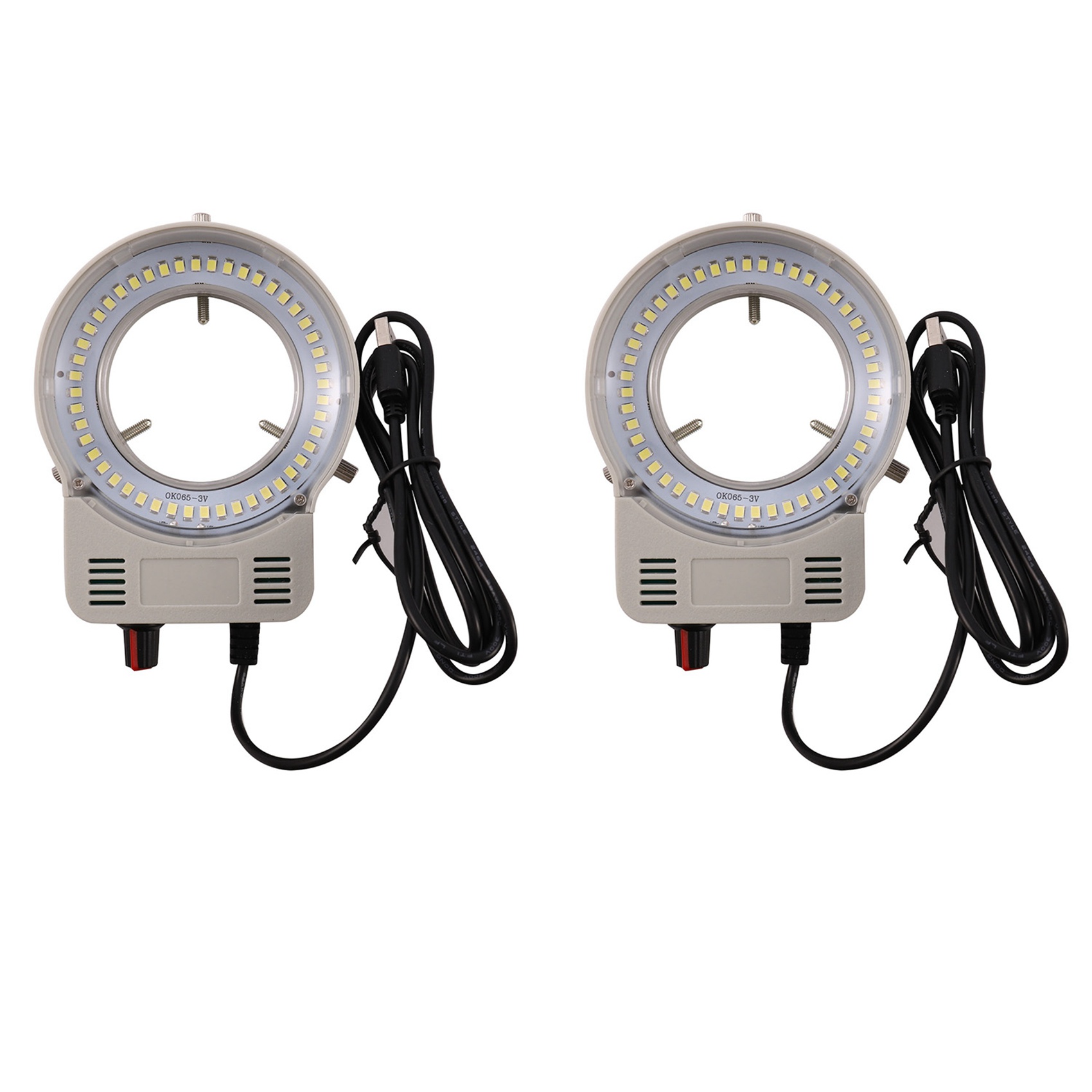 fasdaga 2X 48 LED Industrial Microscope Camera Light Source Ring Lamp Light Illuminator Lamp Adjustable Brightness USB Interface