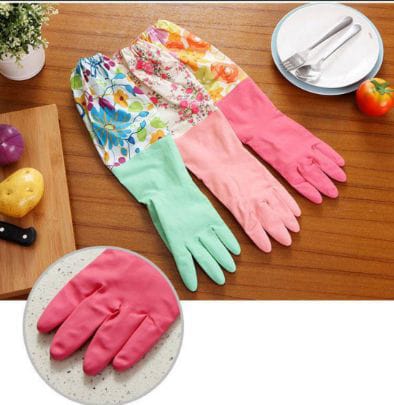 1Pair Cleaning Gloves Waterproof Kitchen Durable Thick Rubber Dishwashing Gloves Winter Glove