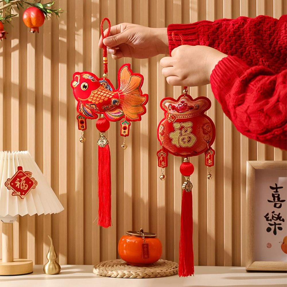 Good Small Lantern New Year Fish Pendant Chinese New Year Hanging Bag Pendant Tassels Red Spring Festival Ornament Spring Festival