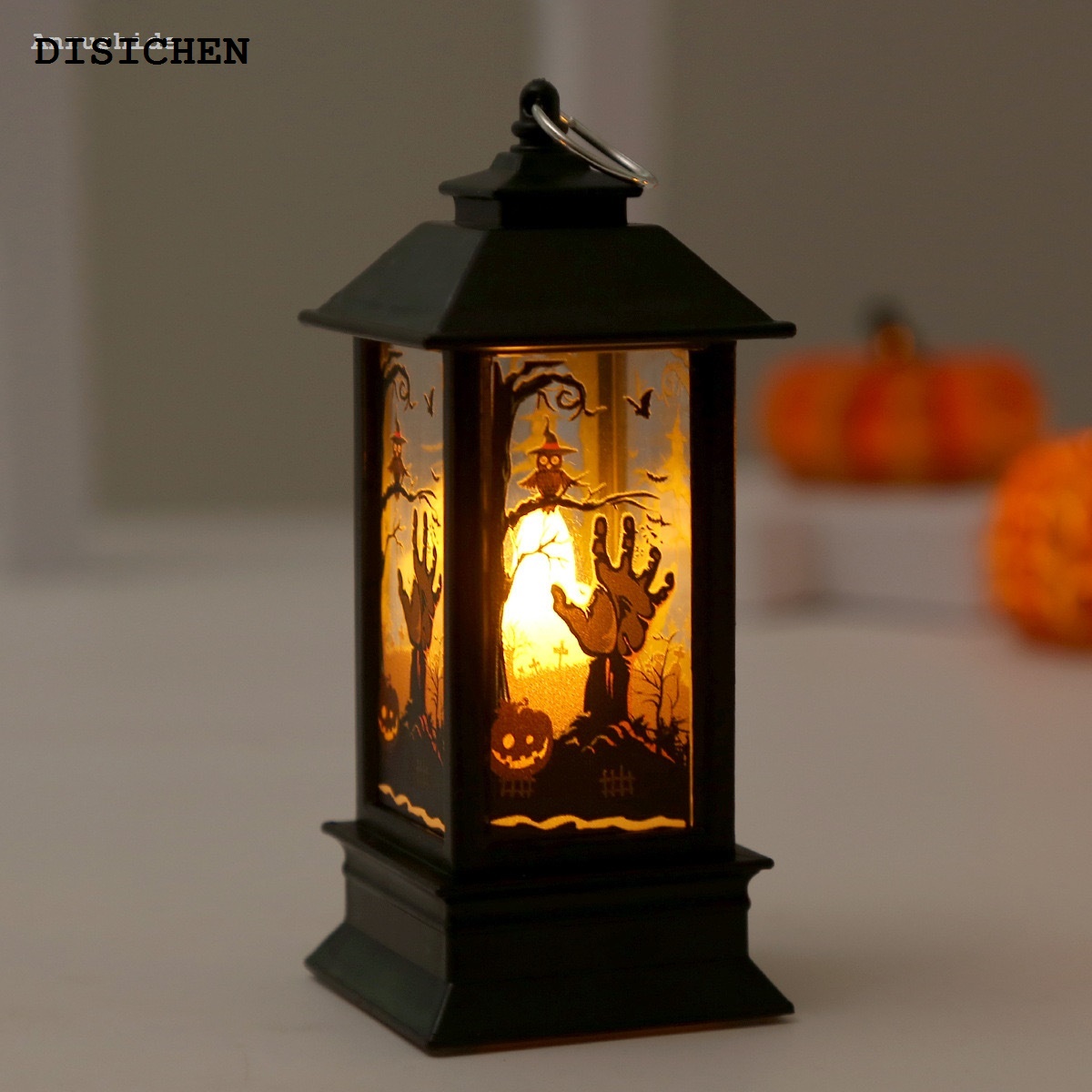 DISICHEN Luxury Anrushide Haloween Party Decor Supplies Halloween Decorations Led Candle Light Portable Vintage Witch Castle Pumpkin Ghost Hanging LED Lantern Lamp