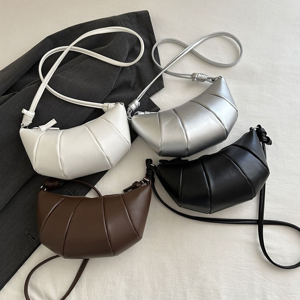 Fashion Soft Shoulder Bag PU Leather Solid Color Handbags Large Capacity Underarm Bags for Women Female