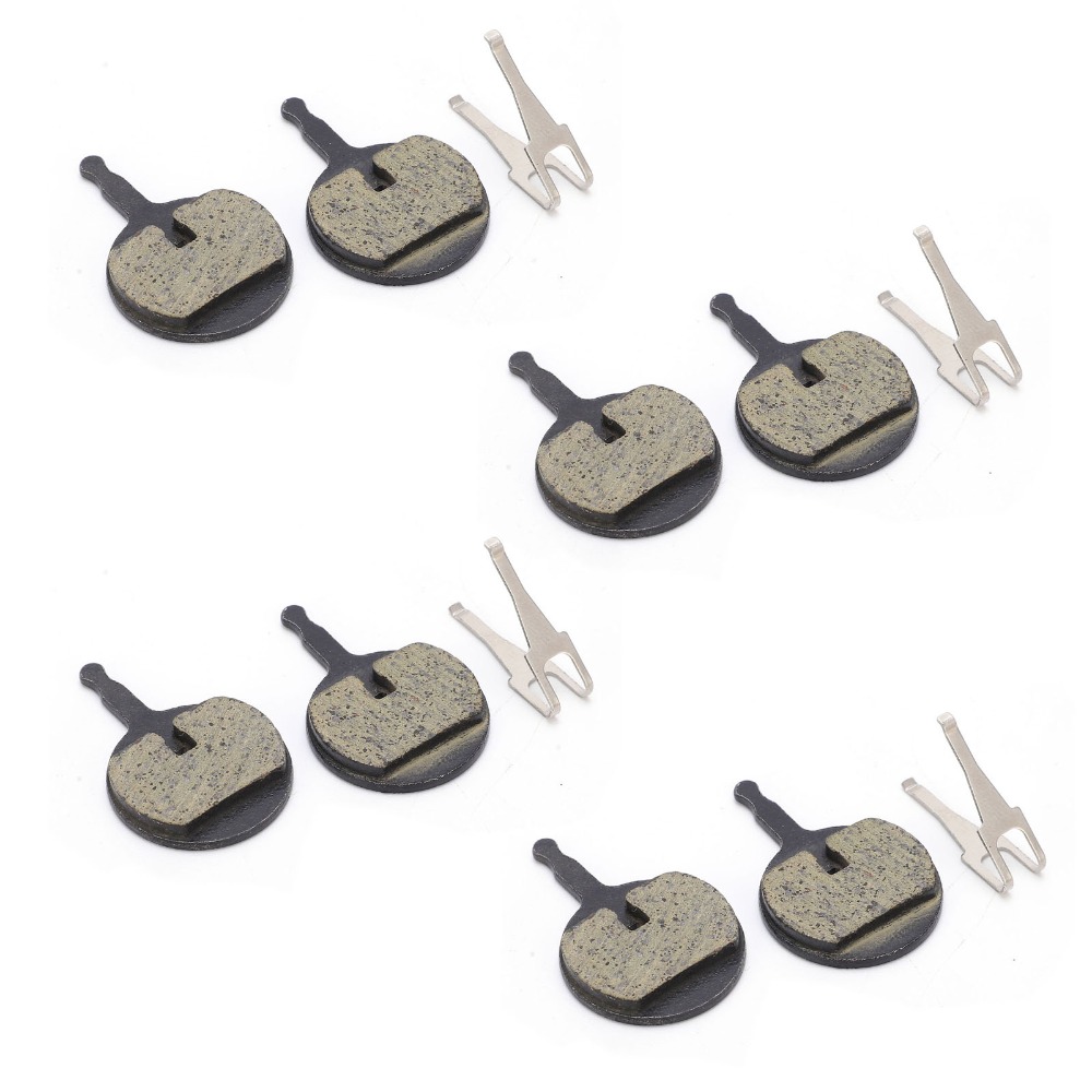 4 Pairs Durable Resin Semi‑Metal Disc Brake Pads Easy To Install High-Friction Performance Disc Brake Pad Set with Spring Clamps Black Bike Disc Brake Pads for BB5/ M446 Bike Repair