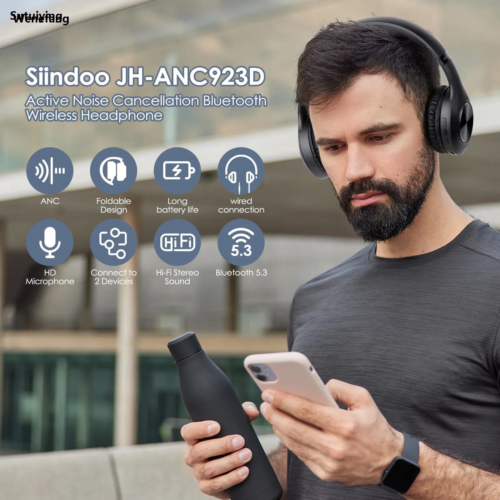 Wenefang Sutuiying Siindoo JH-ANC923 Active Noise Cancelling Wireless Headset Foldable New style Sales promotion Over-Ear Bluetooth Headphone With Mic Hi-Fi Stereo Deep Bass