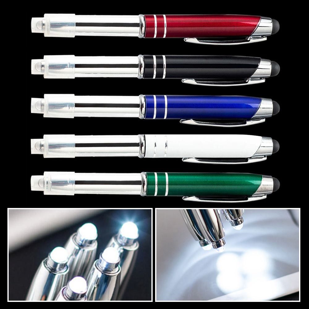 Portable With LED Light Multi-function Pen 3-in-1 Writing Supplies Tool Pen Metal Capacitive Pen Students