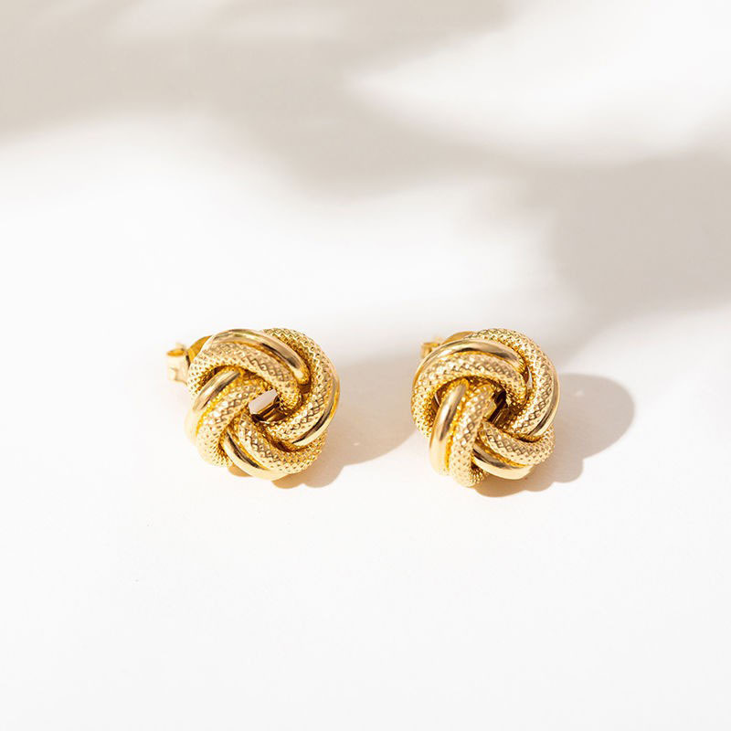 【Fresh designs】New Italian Plated 18K Gold Earrings Niche High-end Light Simple Retro Earrings for Women